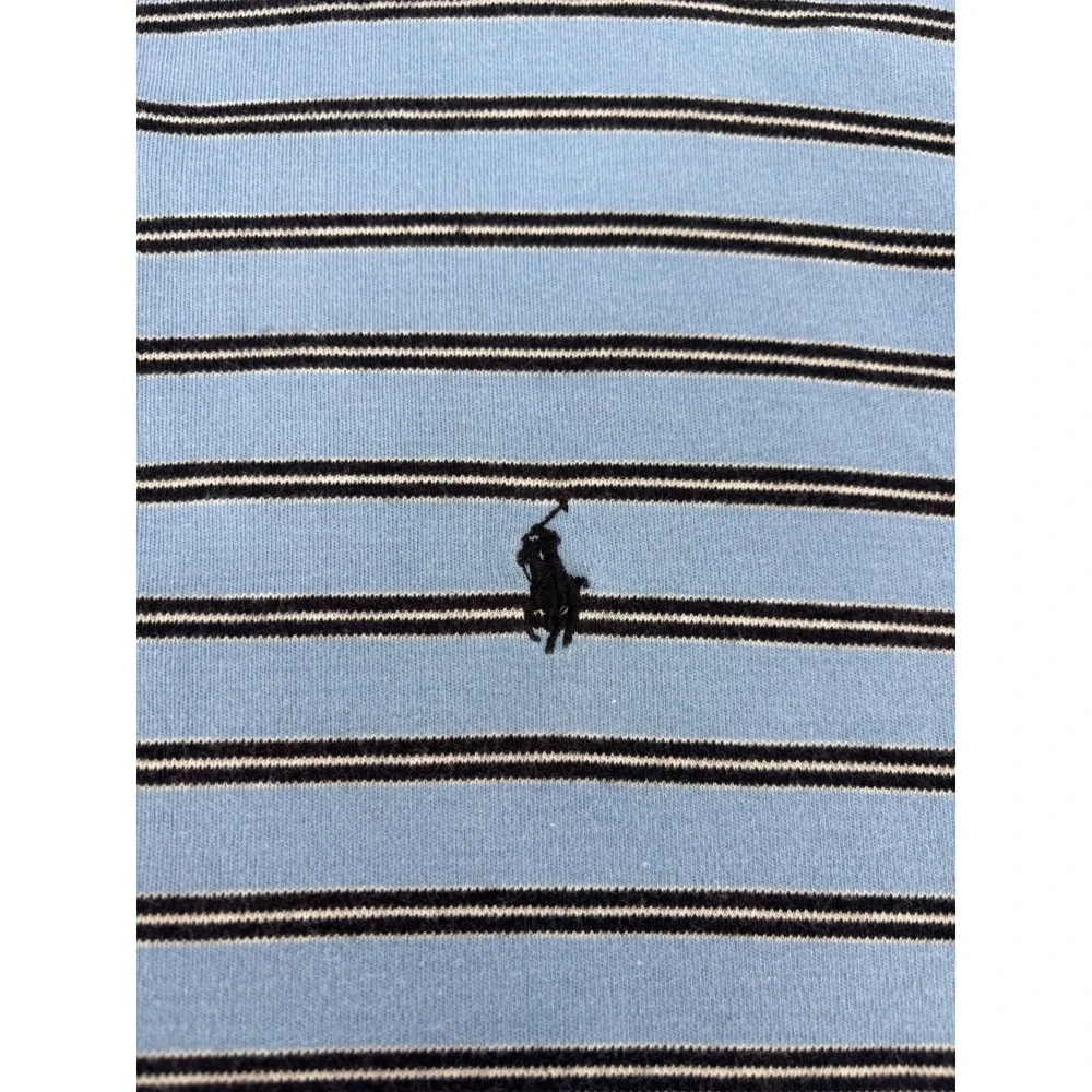 Polo Ralph Lauren Mens Large Blue Striped Short Sleeve Cotton Polo Shirt L